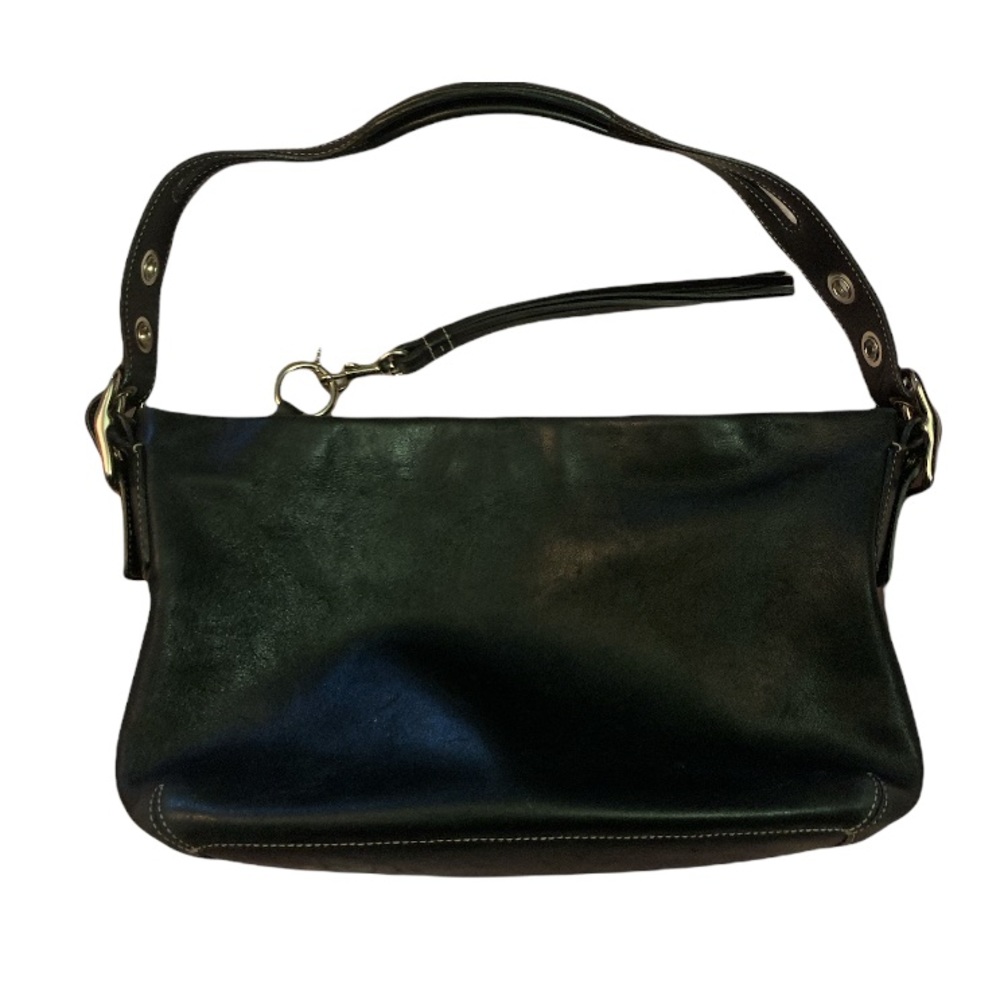 Vintage black leather Coach shoulder purse